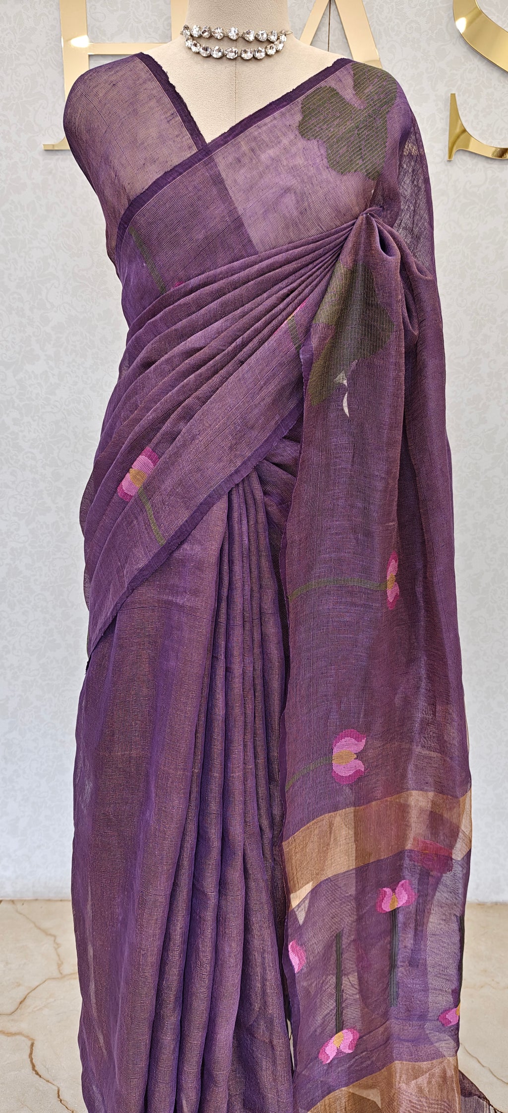 LINEN TISSUE SAREE