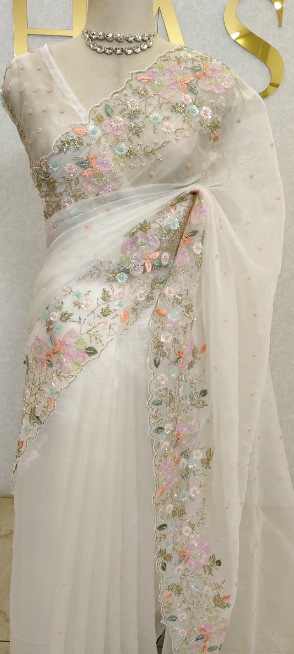 PURE CRUSH ORGANZA SAREE