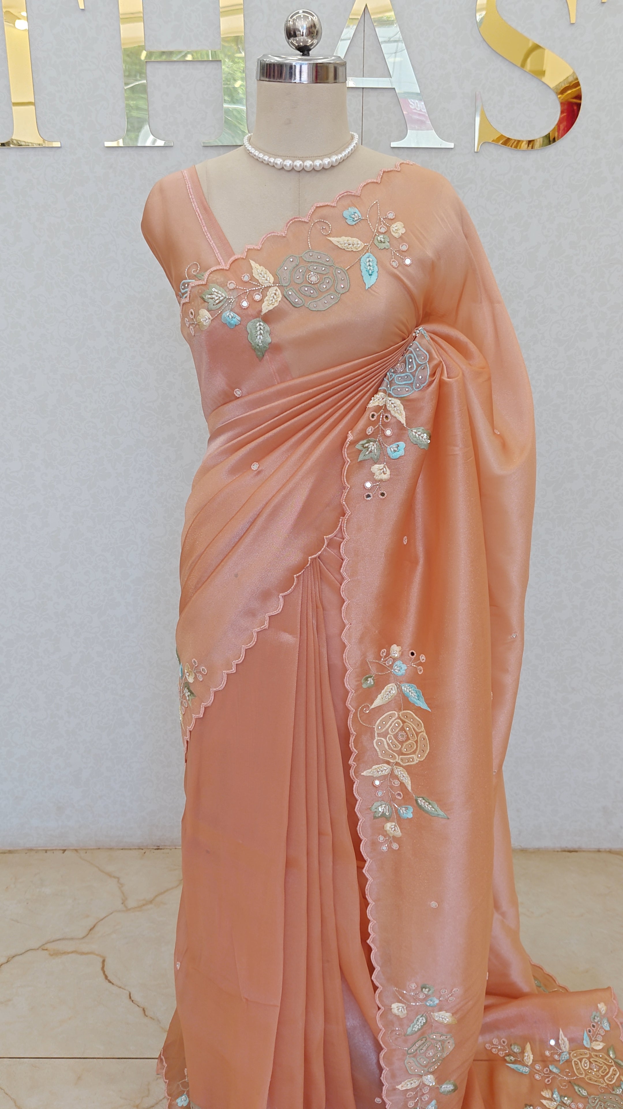 FLOWY ORGANZA TISSUE SAREE