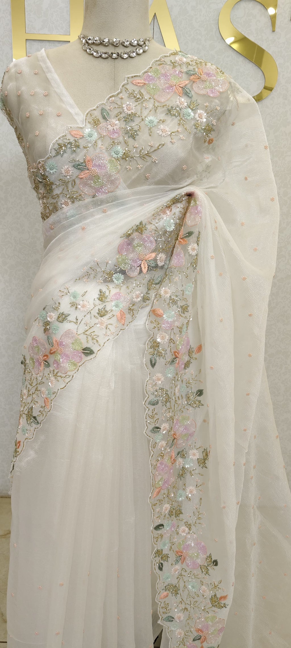 PURE CRUSH ORGANZA SAREE