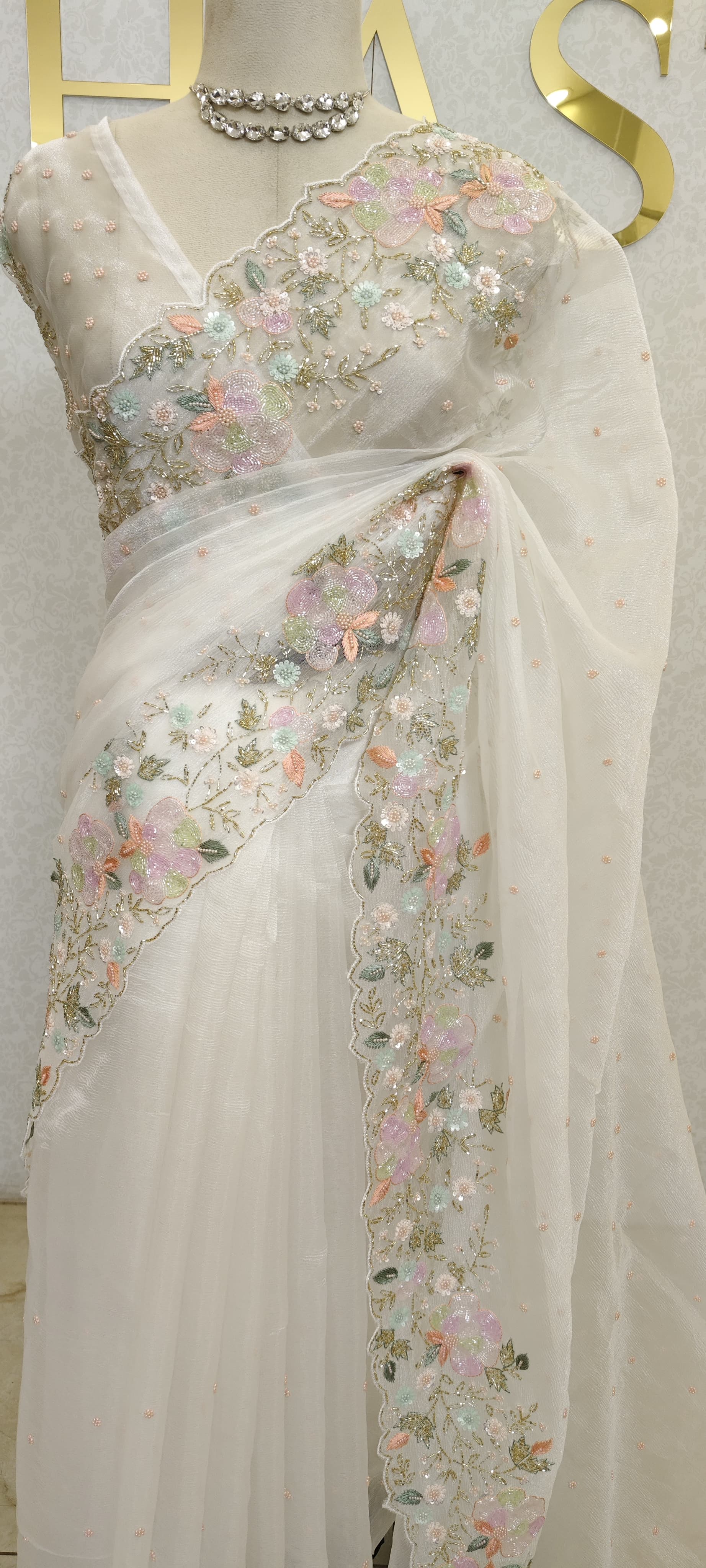 PURE CRUSH ORGANZA SAREE
