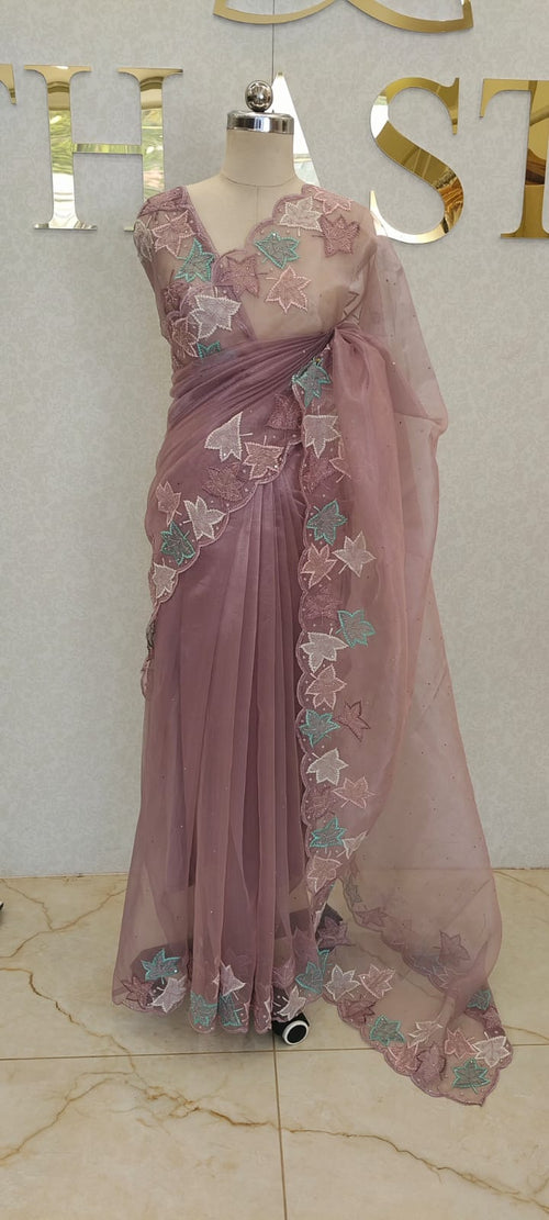 Glass organza saree