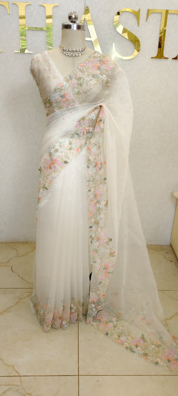 PURE CRUSH ORGANZA SAREE