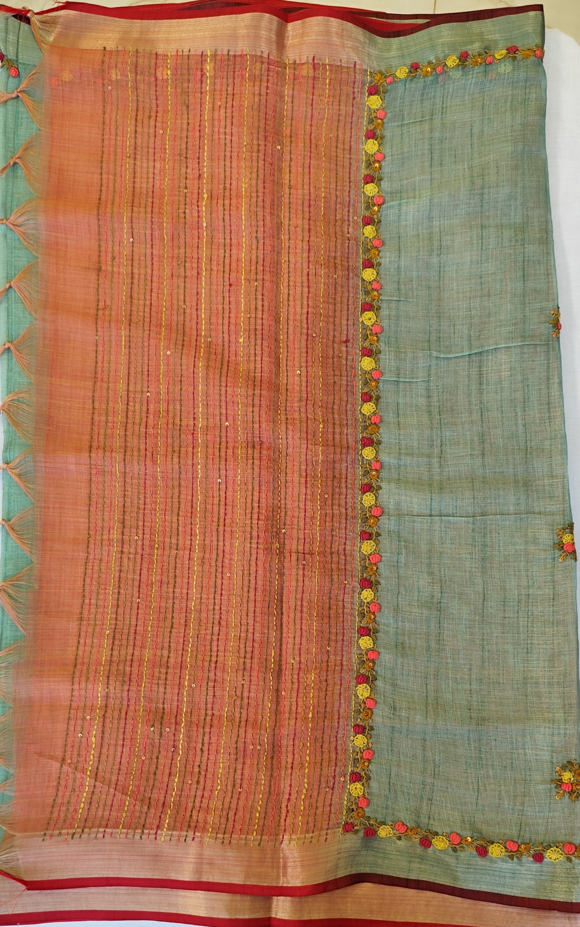 Linen tissue saree