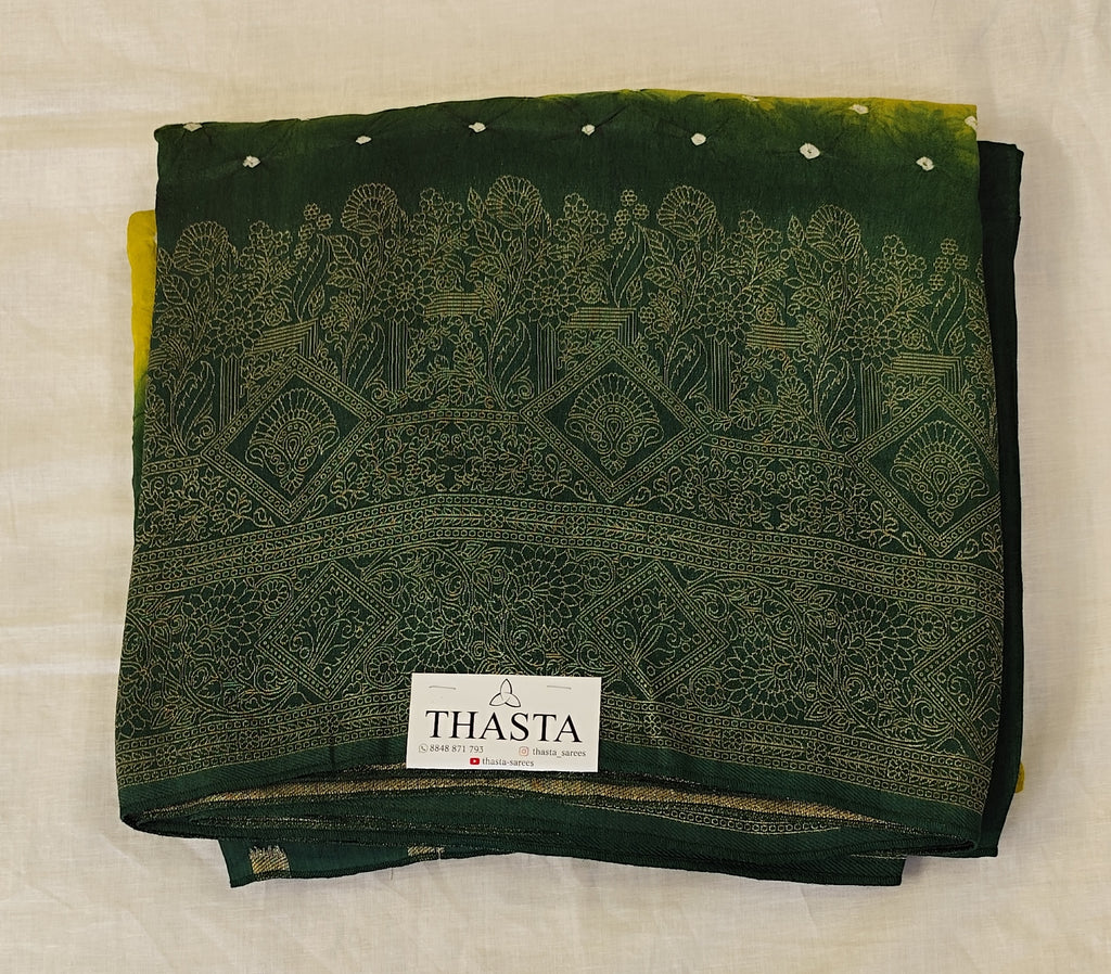 Dola silk with bandhini print saree