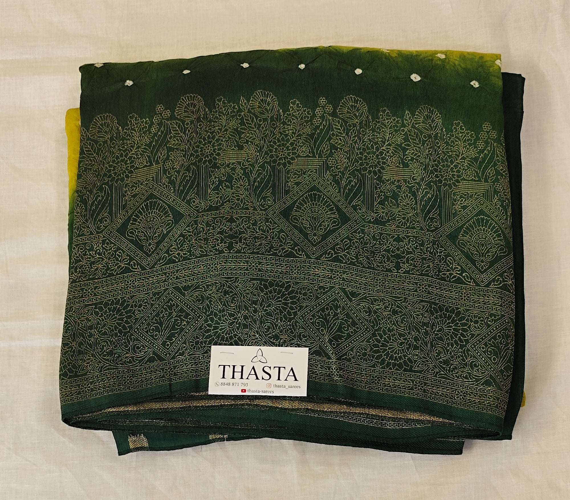 Dola silk with bandhini print saree