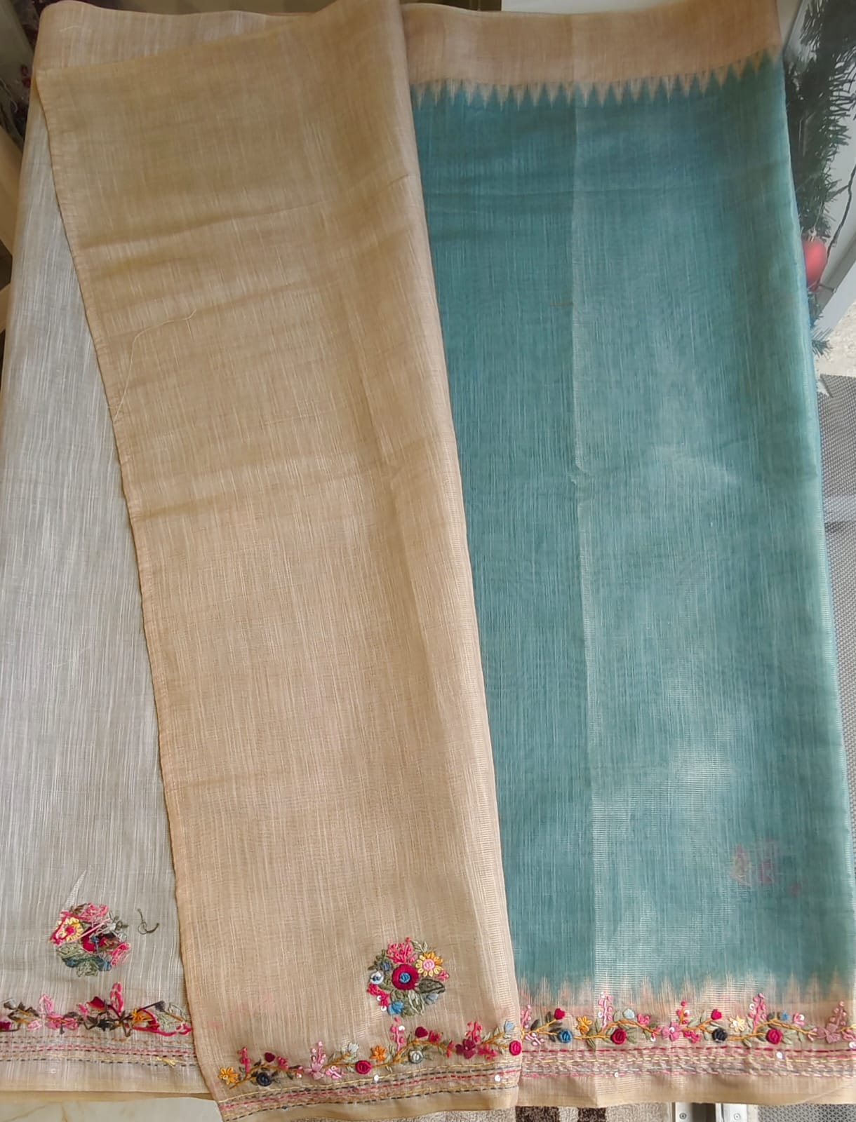Linen tissue saree