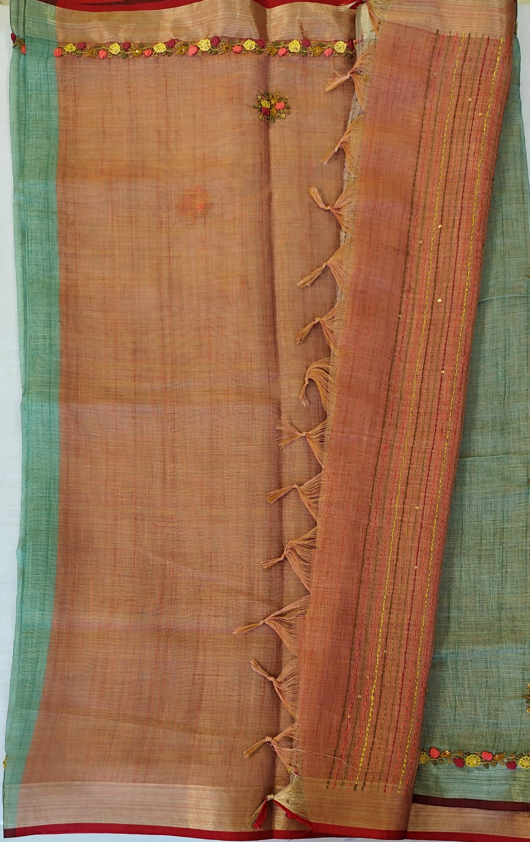 Linen tissue saree