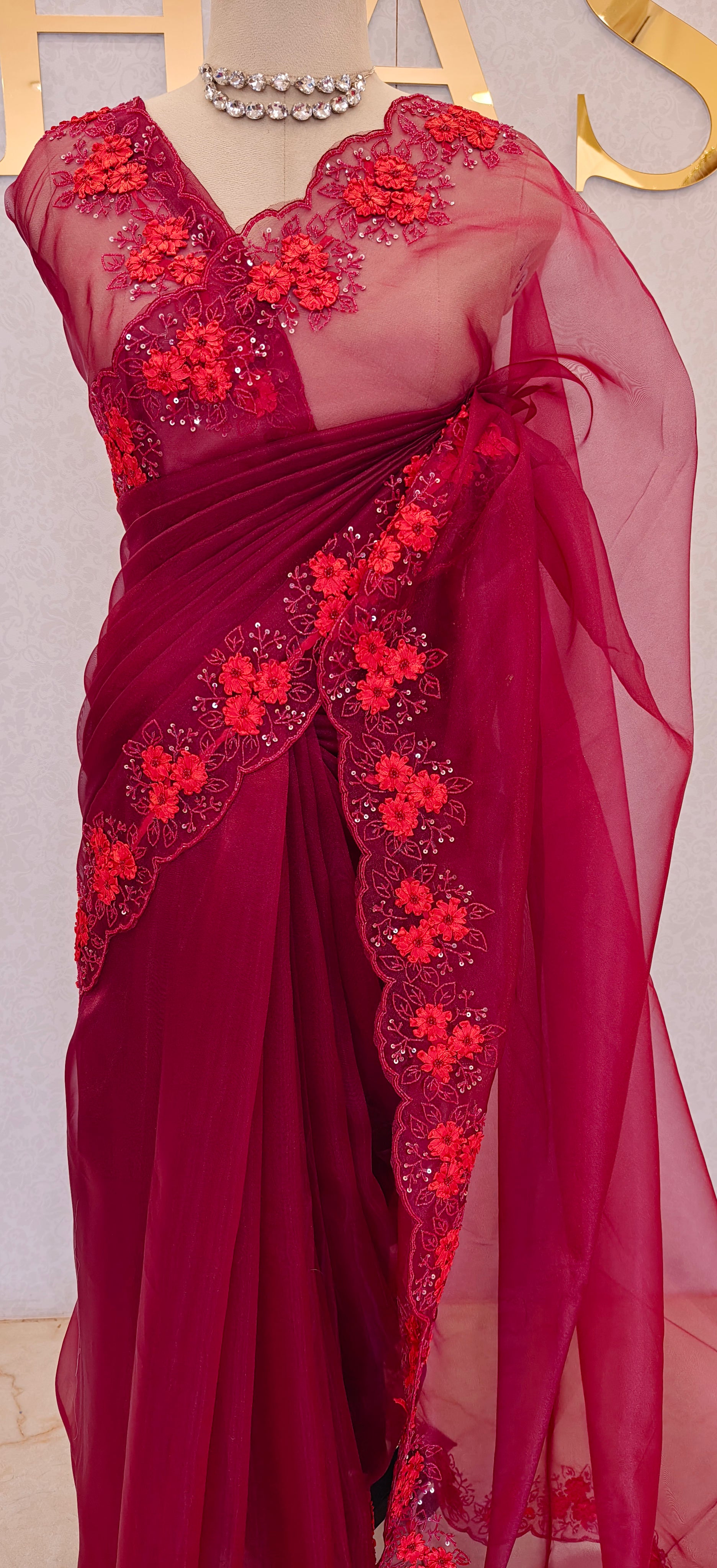 GLASS ORGANZA SAREE