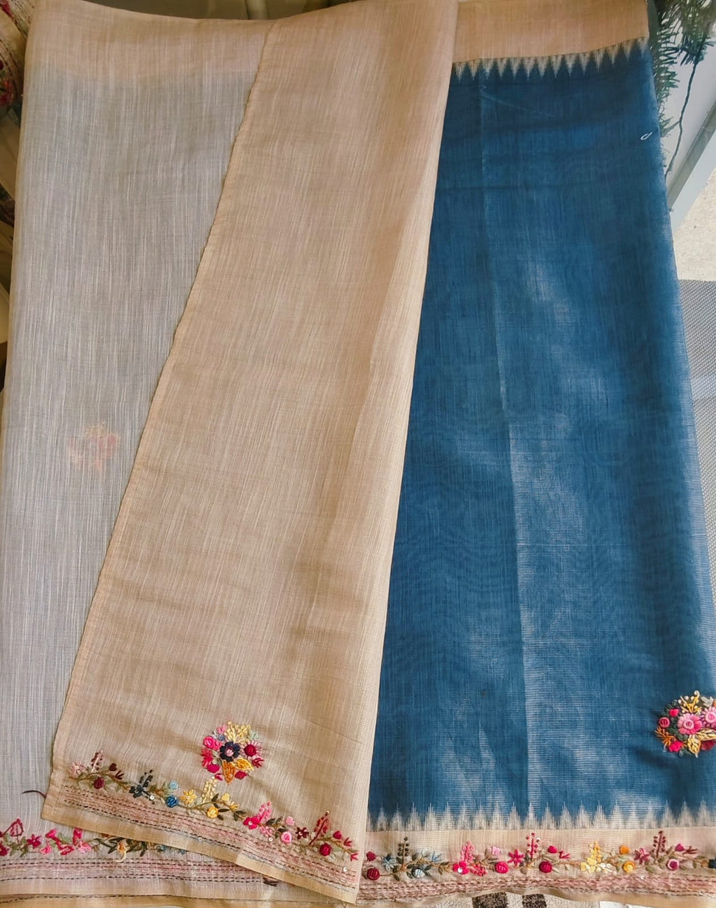 Linen tissue saree