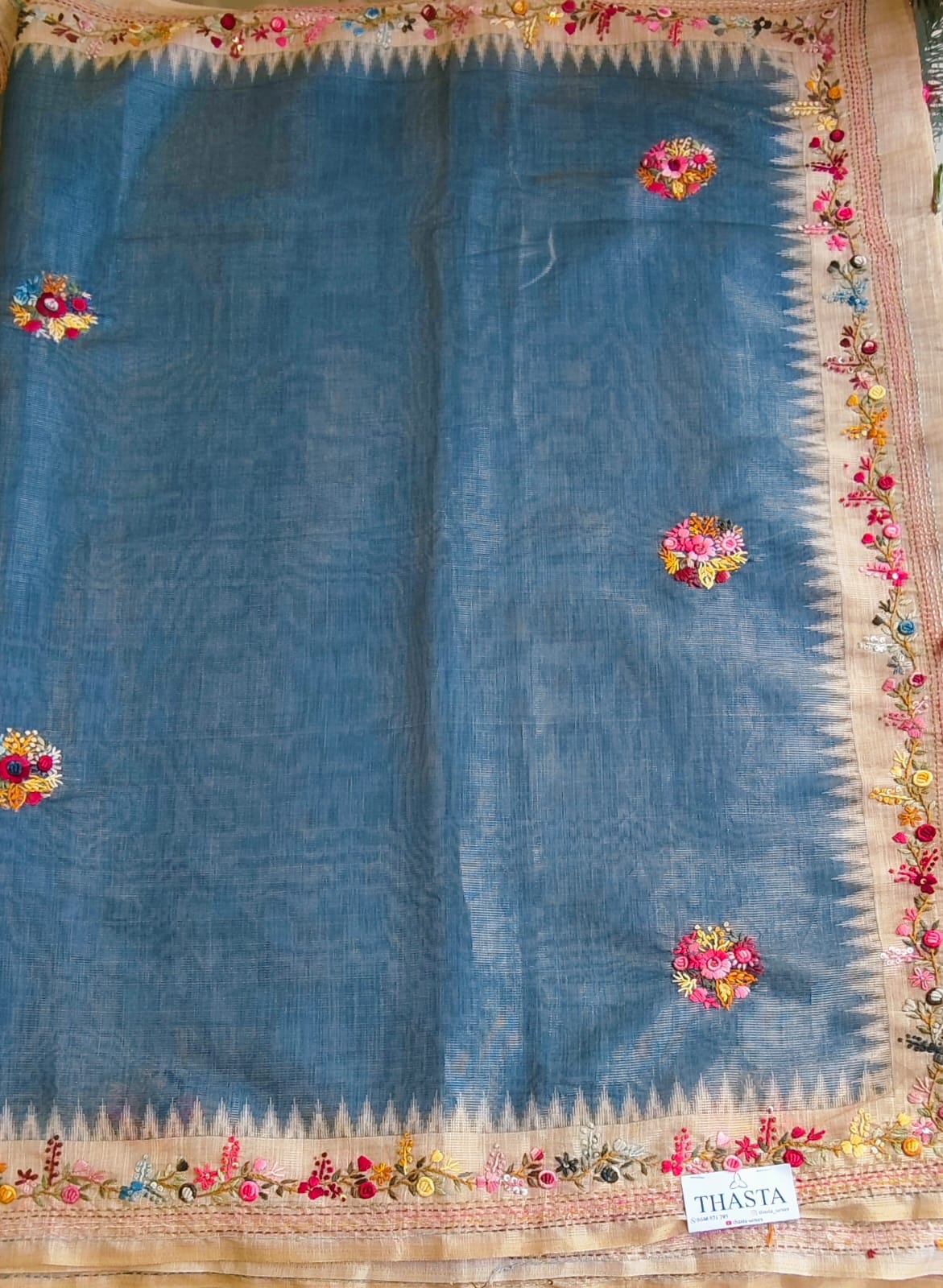Linen tissue saree
